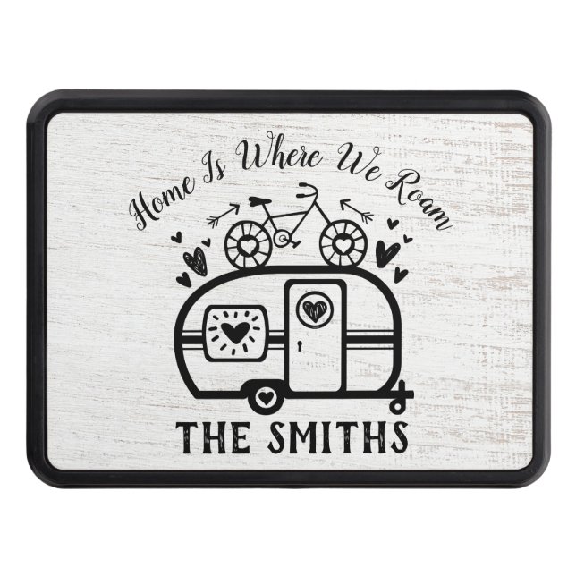 Custom Rustic Camping Camper Trailer Rv Lifestyle Trailer Hitch Cover (Front)
