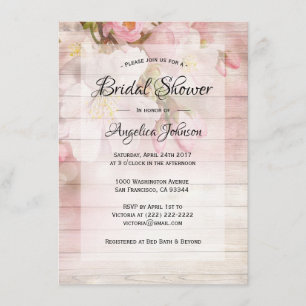 Custom Rustic Cherry Blossom Floral Bridal Shower Invitation