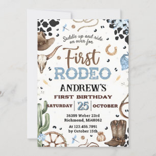 Custom Rustic Cowboy 1st Rodeo birthday Invitation