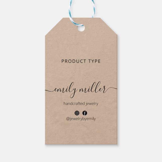 Custom Rustic Elegant Calligraphy Script Hang Tag (Front)