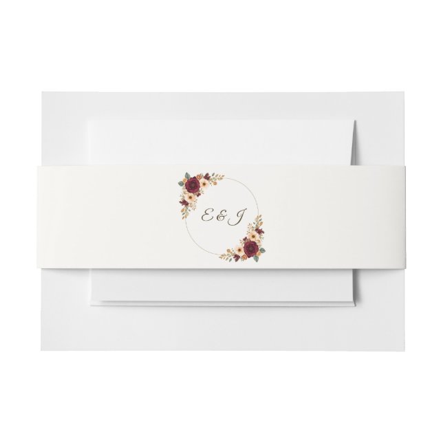 Custom Rustic Fall Wedding Invitation Belly Band  (Front Example)