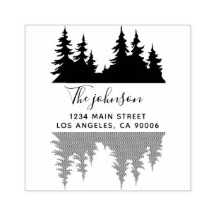 Custom Rustic Family Name Trees Return Address Rubber Stamp