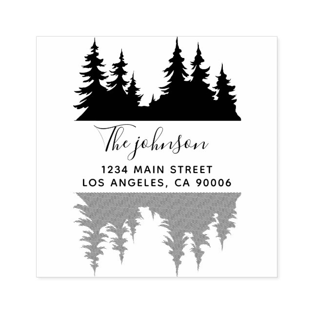 Custom Rustic Family Name Trees Return Address Rubber Stamp (Imprint)
