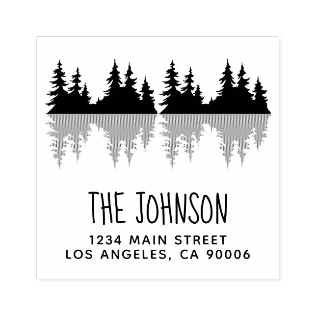 Custom Rustic Family Name Trees Return Address Rubber Stamp (Imprint)