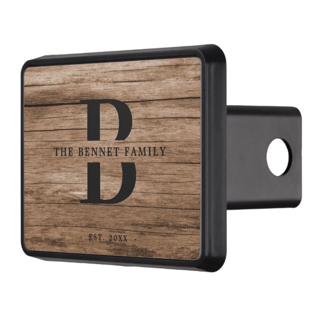 Custom Rustic Farmhouse Family Name Wood Trailer Trailer Hitch Cover (Left)