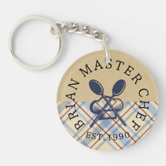 Custom Rustic farmhouse in brown and blue chic Keychain