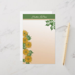 Custom Rustic Golden Floral Leaves Art Borders Stationery