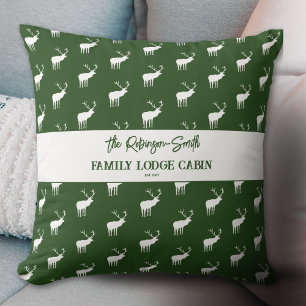 Custom Rustic Green White Elk Silhouette Throw Pillow