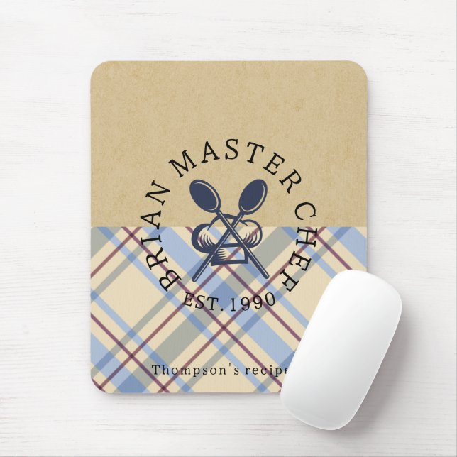 Custom rustic kraft paper and tartan farmhouse mouse pad (With Mouse)