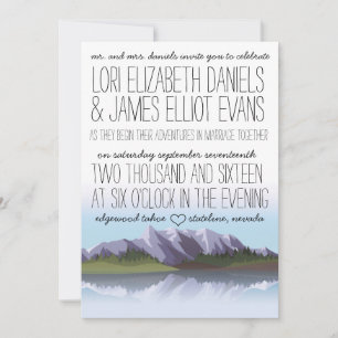 Custom Rustic Lake & Mountatin Wedding Invitation