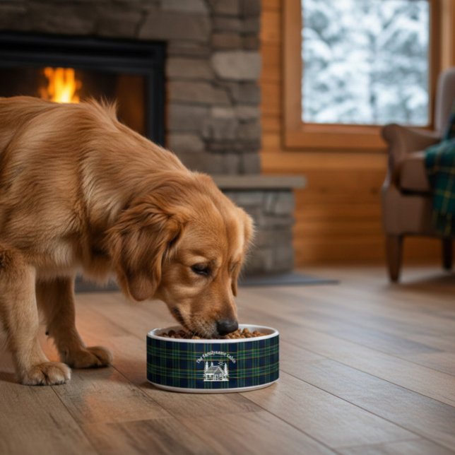 Custom Rustic Log Cabin Tartan Pet Bowl (Creator Uploaded)