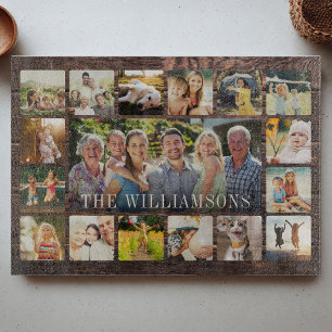 Custom Rustic Modern Family Photo Collage Keepsake Cutting Board
