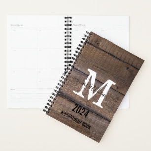 Custom Rustic Monogram Script Appointment Book  Planner
