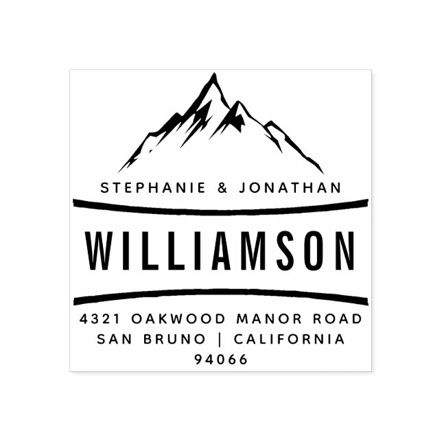 Custom Rustic Mountain Adventure Return Address Rubber Stamp (Imprint)