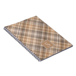 Custom Rustic Neutral Stripe Plaid Gingham Pattern Notebook