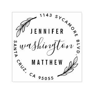 Custom Rustic Newly Wed Circular Return Address Self-inking Stamp