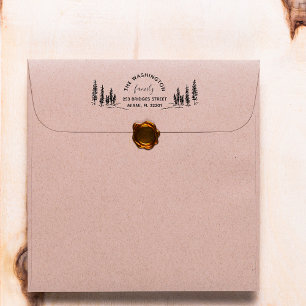 Custom Rustic Pine-tree Family Return Address Rubber Stamp
