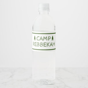 Custom Rustic Retro Camp Bachelorette Green  Water Bottle Label