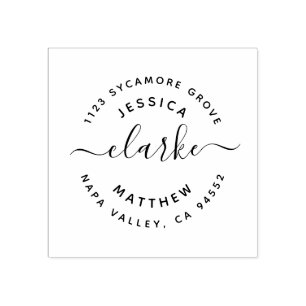 Custom Rustic Script Wedding Return Address Rubber Stamp