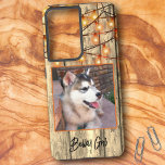 Custom Rustic Square Photo Alaskan Malamute Puppy Samsung Galaxy Case<br><div class="desc">This design features a close-up photograph of an Alaskan Malamute puppy as a placeholder. You can leave it or replace the square image with your favourite pet or people photo. Fill in the text field with a name, initials, remove the text or edit using the design tool to select a...</div>