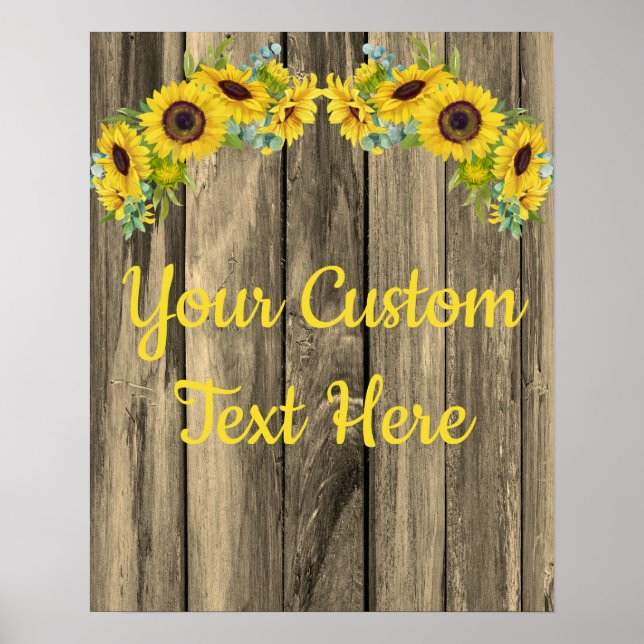 Custom Rustic Sunflower Anniversary Party Sign (Front)