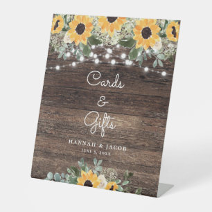 Custom Rustic Sunflower Wedding Cards & Gifts Pedestal Sign