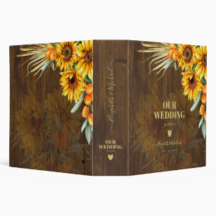 Custom Rustic Sunflowers Pampas Grass Wedding Binder