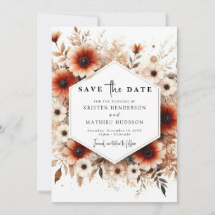Custom Rustic Terracotta Wedding  Save The Date