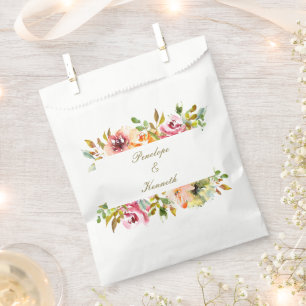 Custom Rustic Watercolor Floral Wedding  Favour Bag