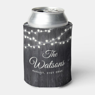 Custom Rustic Wedding Elegant Country Wood Lights Can Cooler