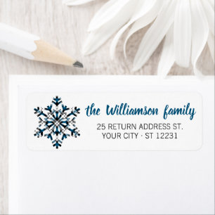 Custom Rustic White Blue Tartan Checks Snowflakes