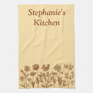 Custom Rustic Wildflower Personalized Kitchen Towel