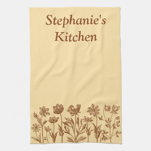 Custom Rustic Wildflower Personalized  Kitchen Towel (Vertical)