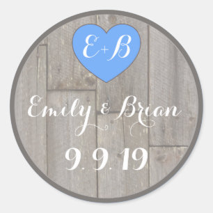 Custom rustic wood heart wedding sticker labels