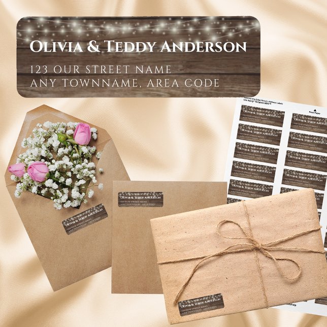Custom Rustic Wood Lights Event Address Label (Creator Uploaded)