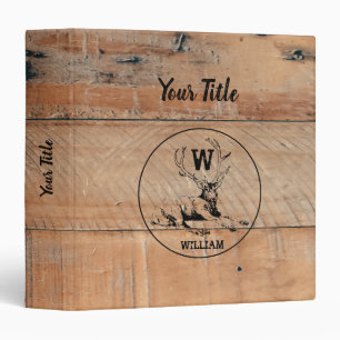 Custom Rustic Wood Texture & Deer Monogram Binder
