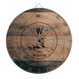 Custom Rustic Wood Texture & Deer Monogram Dartboard