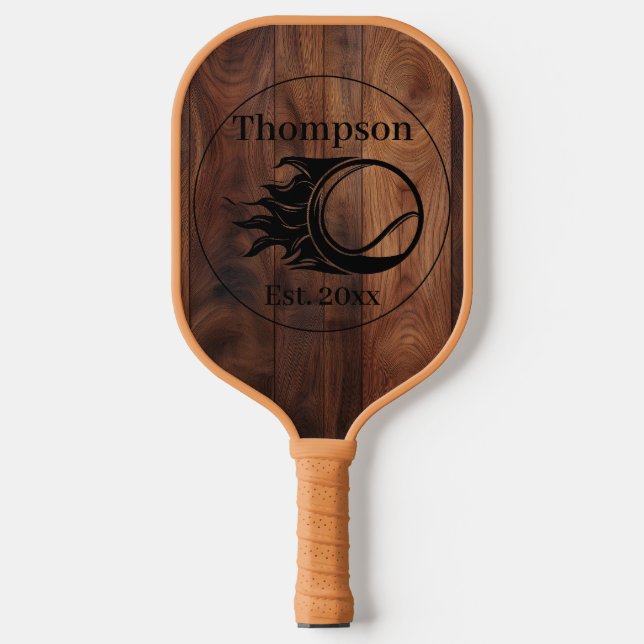 Custom Rustic Wood Texture Pickleball Paddle (Front)