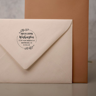 Custom Rustic Wreath Married Couple Return Address Self-inking Stamp