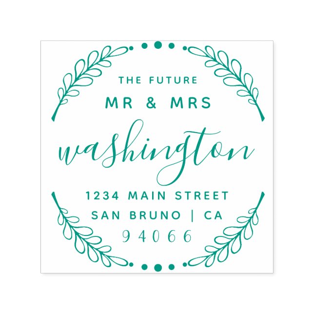 Custom Rustic Wreath | The Future Mr & Mrs Address Self-inking Stamp (Design)