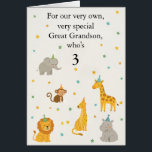 Custom Safari Animal Kids Age Photo Birthday Card<br><div class="desc">Cute, whimsical safari animals in party hats bring birthday cheer on this adorably fun, customizable card! Add the child’s age and your relationship to the front, then personalize the inside panel with your photo and a sweet jungle-themed verse. Be sure to replace “[NAME]” in the verse with the birthday child’s...</div>