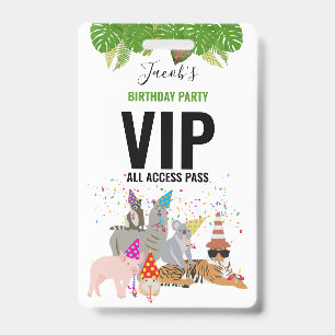 Custom Safari Jungle Zoo Birthday Party Pass Favou Badge