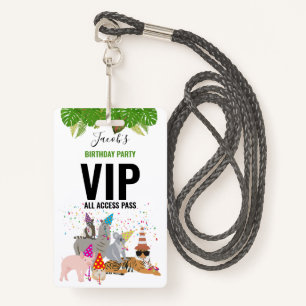 Custom Safari Jungle Zoo Birthday Party Pass Favou Badge