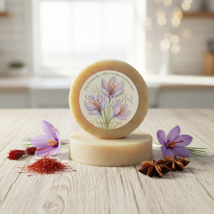 Custom Saffron Soap Watercolor Floral Business  Classic Round Sticker