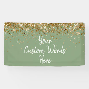 Custom Sage and Gold Birthday Party Photo Booth Banner