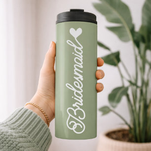Custom Sage Bridesmaid Proposal Thank You Gift Thermal Tumbler