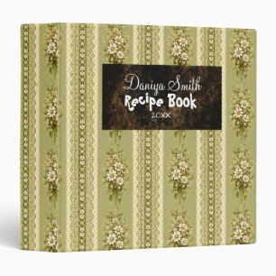 Custom Sage Floral Recipe Book Personalized Cover Binder