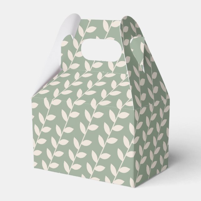 Custom Sage Green 70s Retro Leaf Pattern  Favor Box (Front Side)