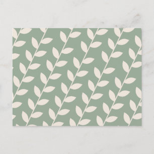 Custom Sage Green 70s Retro Leaf Pattern Holiday Postcard