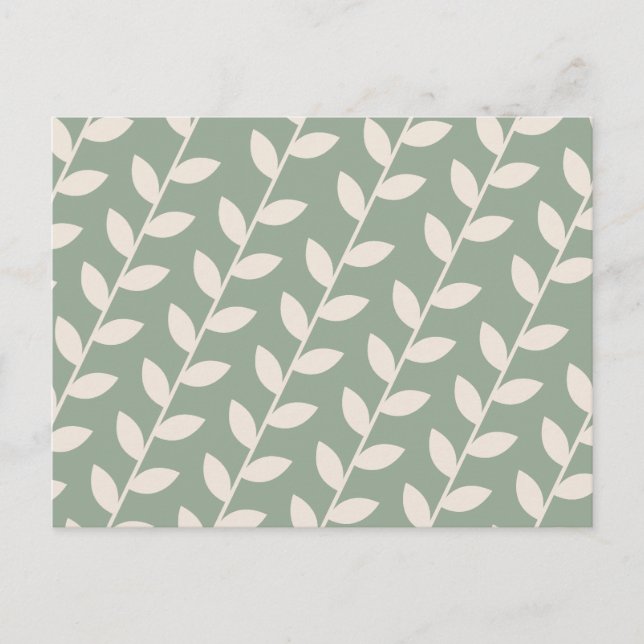 Custom Sage Green 70s Retro Leaf Pattern  Holiday Postcard (Front)